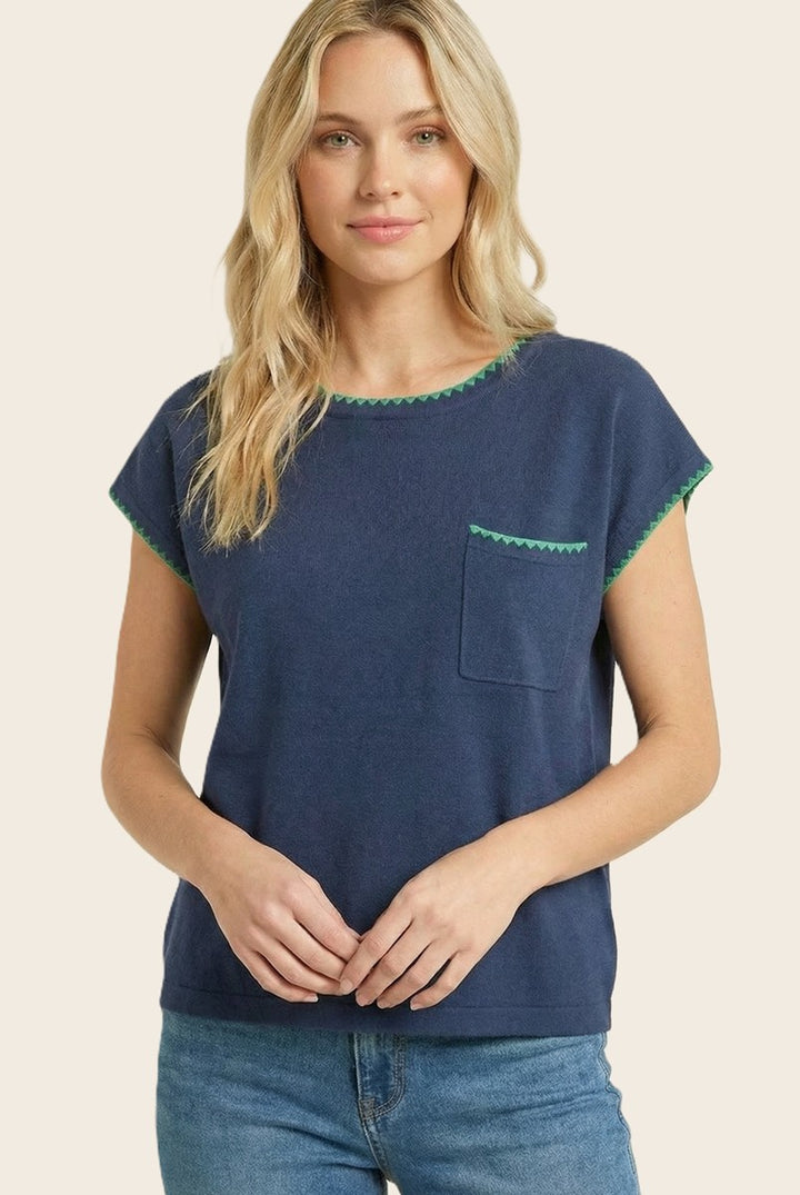 Marci Stitch Detail Sweater Navy