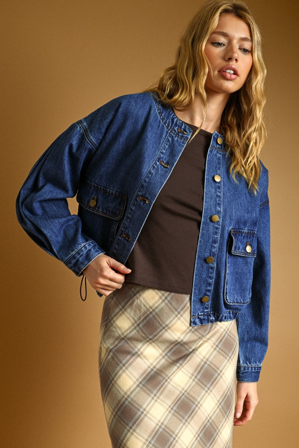 Round Neck Denim Jacket