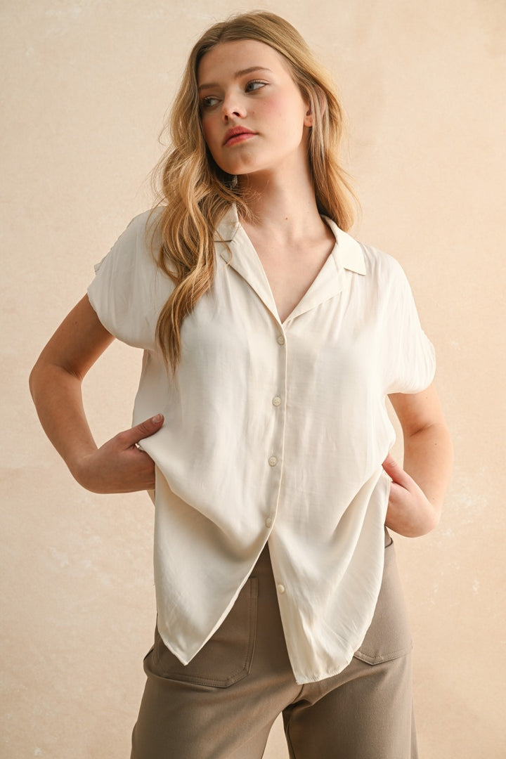 Skylar Button Down Blouse - Cream