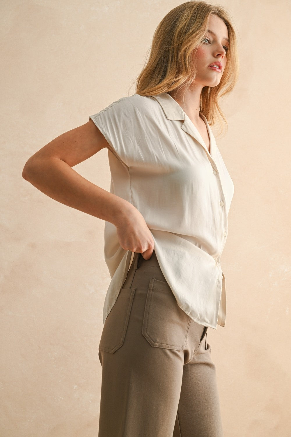 Skylar Button Down Blouse - Cream