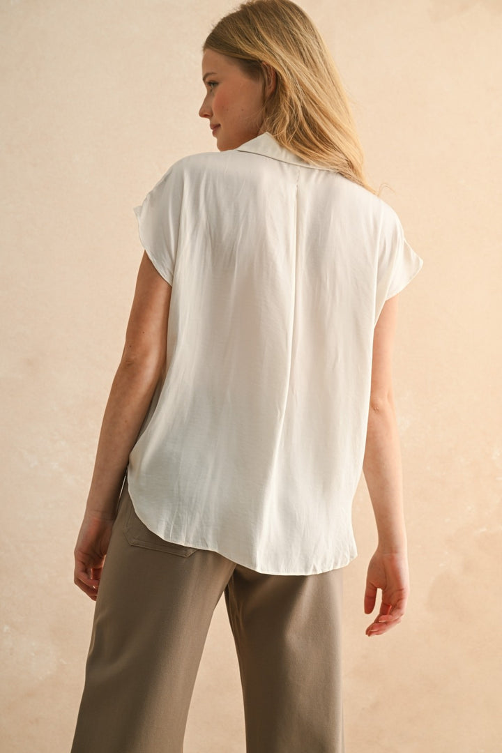Skylar Button Down Blouse - Cream
