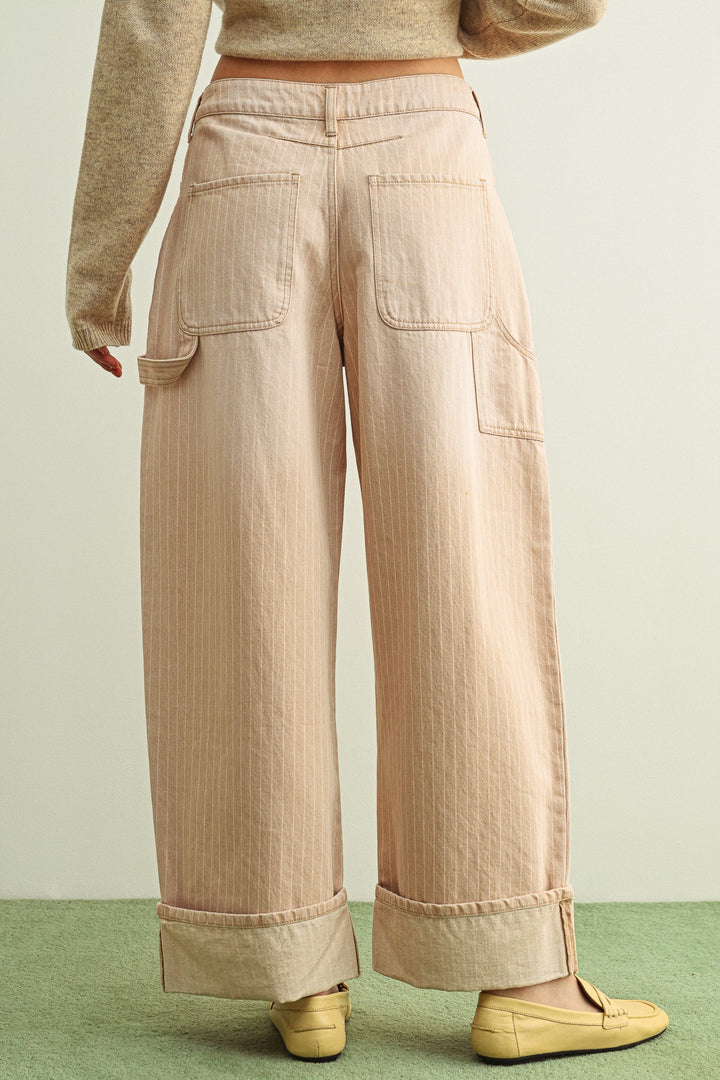Striped Cuffed Pant - Mauve