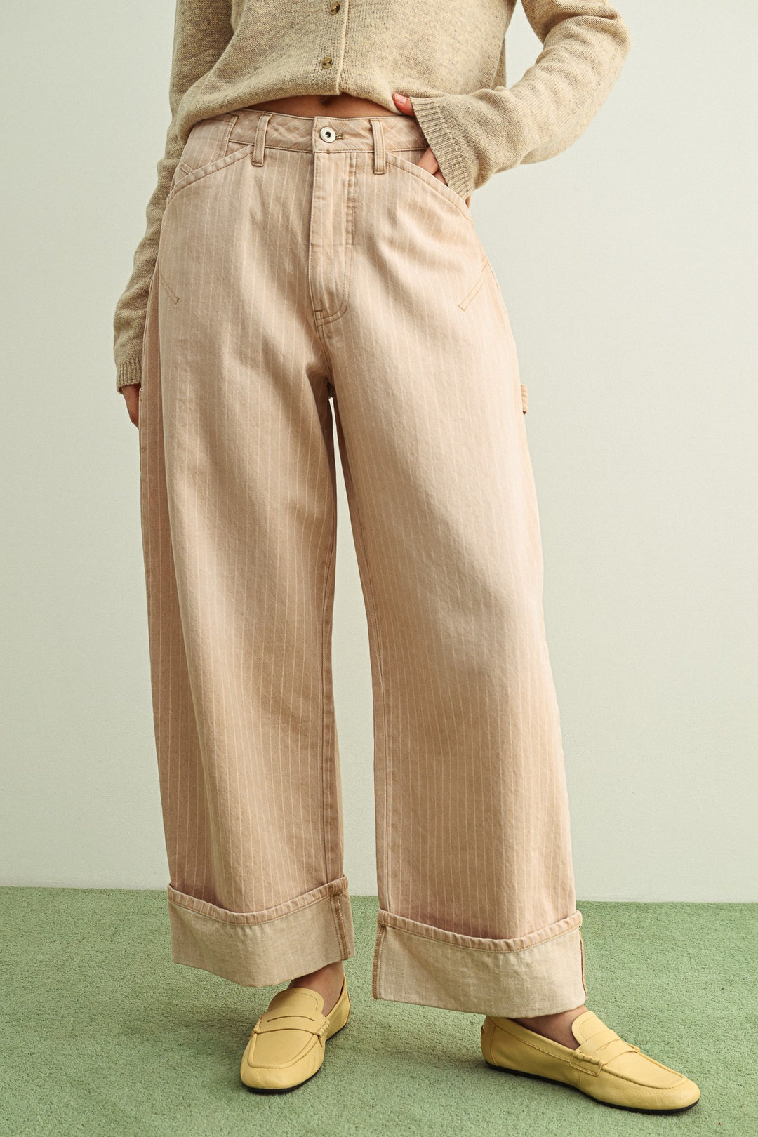 Striped Cuffed Pant - Mauve