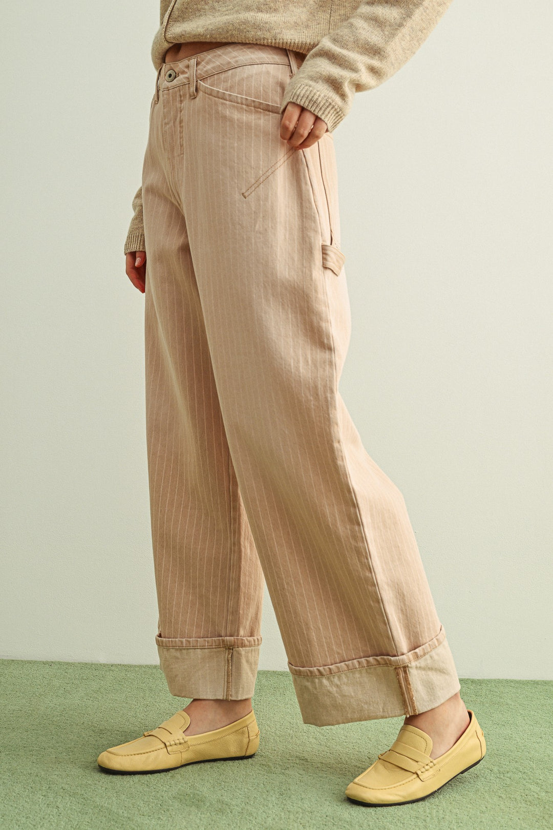 Striped Cuffed Pant - Mauve