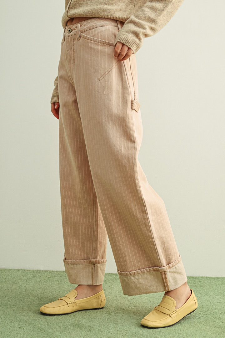 Striped Cuffed Pant - Mauve