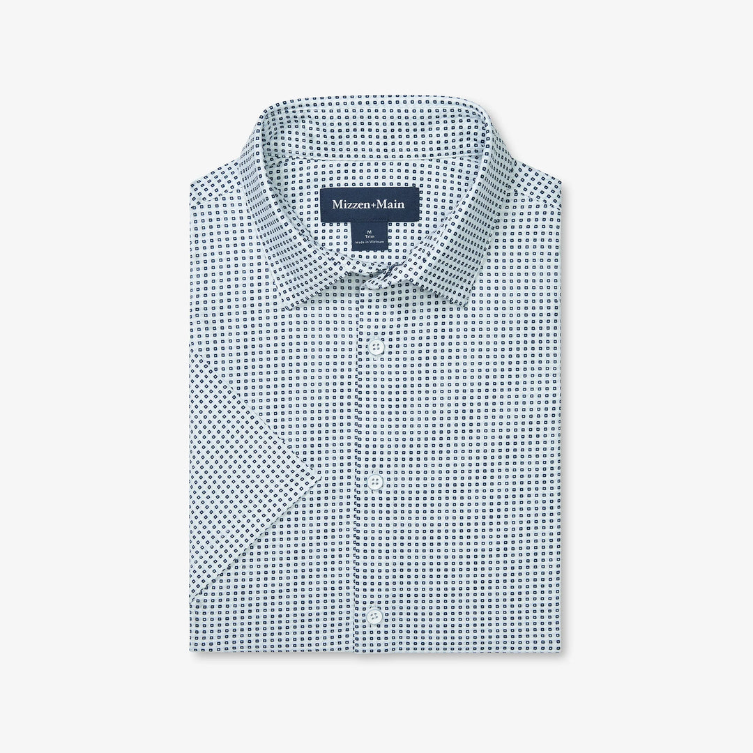 Halyard SS Dress Shirt Blue Geo Twill Print