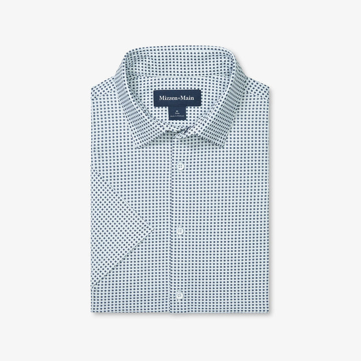 Halyard SS Dress Shirt Blue Geo Twill Print