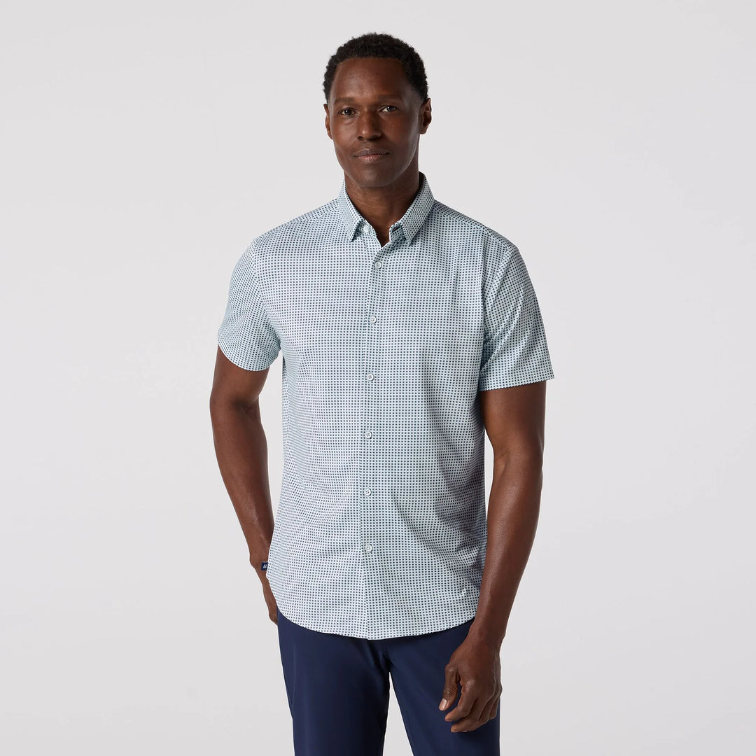 Halyard SS Dress Shirt Blue Geo Twill Print