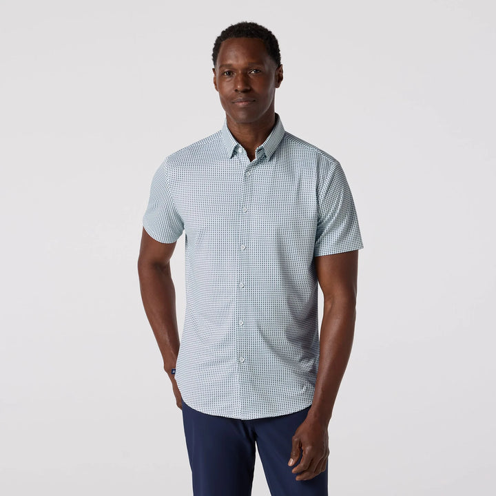 Halyard SS Dress Shirt Blue Geo Twill Print