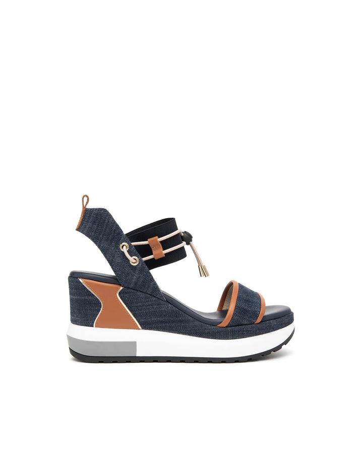 NeroGiardini Linen Wedge - Blue Jean