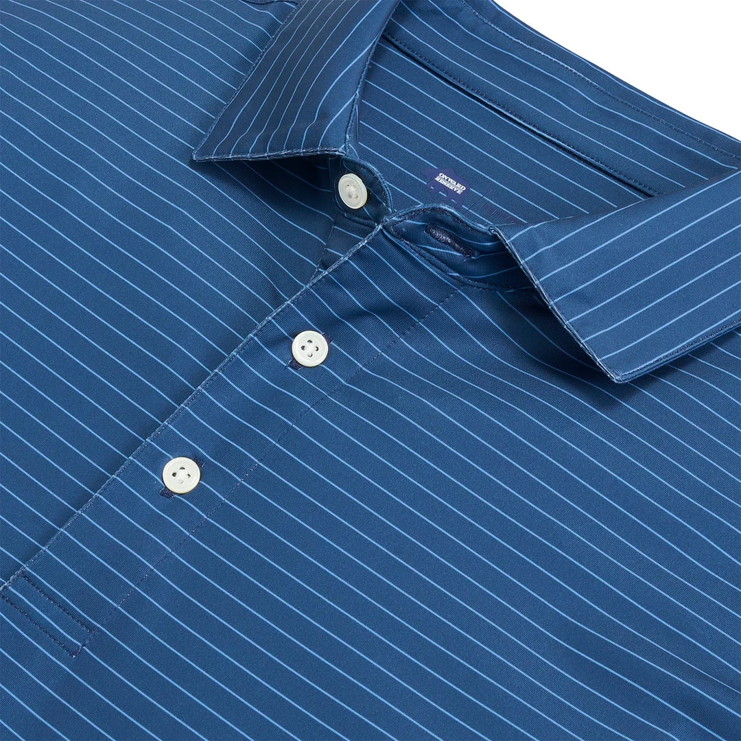 Atlantic Stripe Perf Polo - Ensign Blue