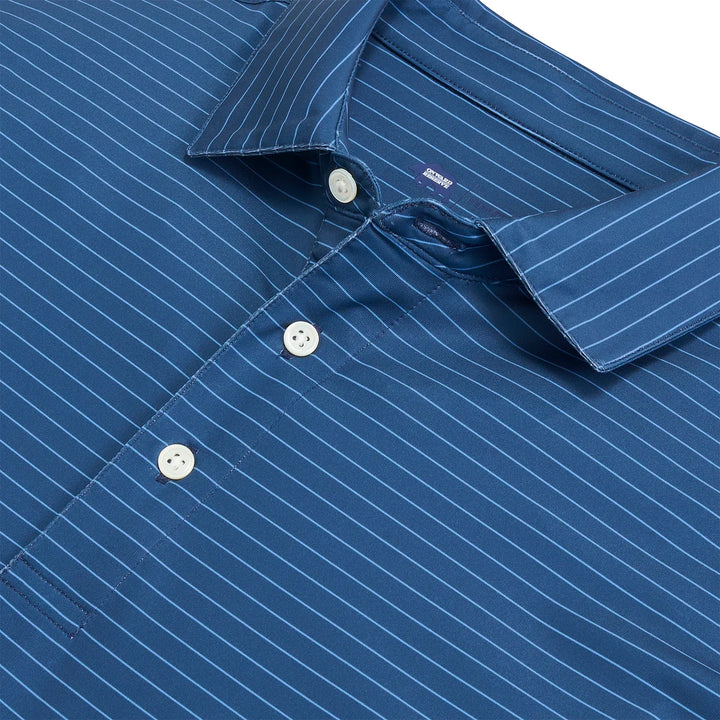 Atlantic Stripe Perf Polo - Ensign Blue