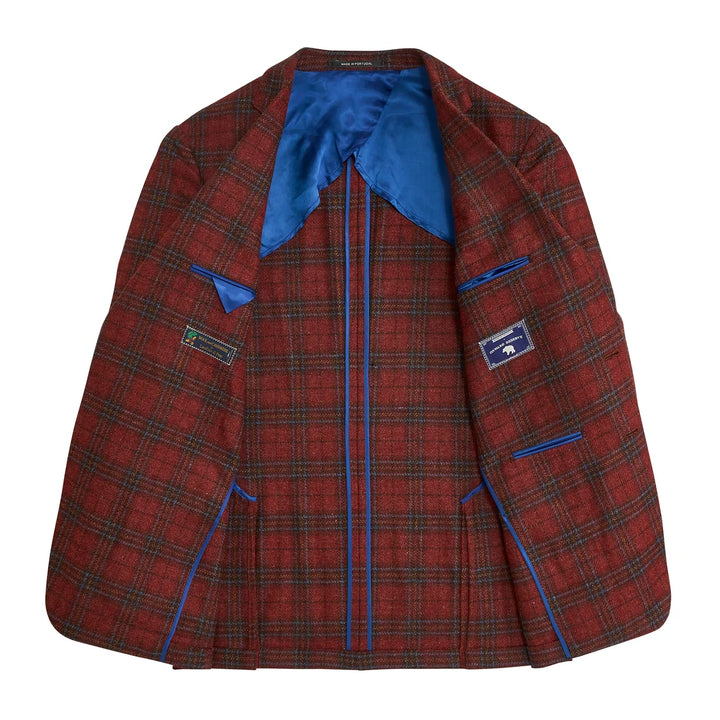 Brick Plaid Sport Coat - Brick Red
