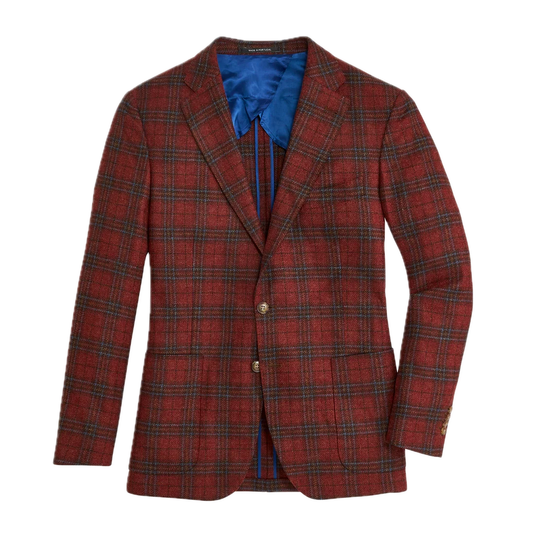 Brick Plaid Sport Coat - Brick Red