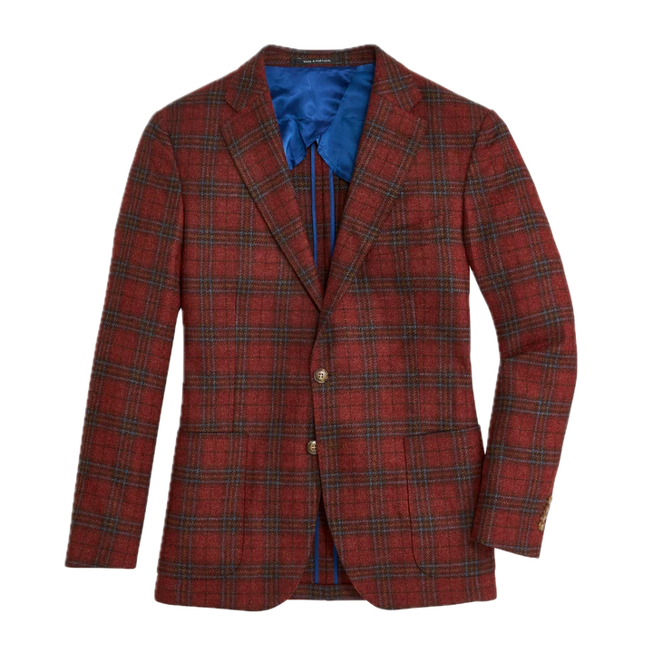 Brick Plaid Sport Coat - Brick Red