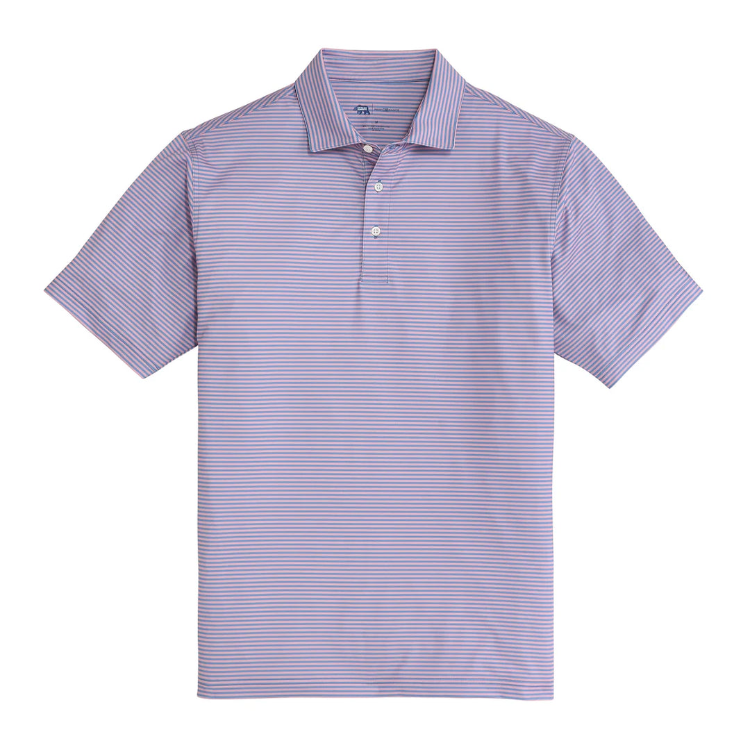 Echo Stripe Perf Polo - Powder Pink