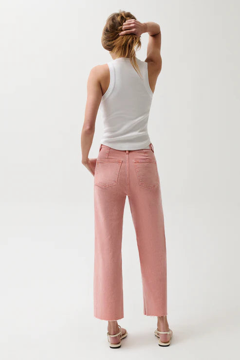Penny Crop Wide Leg Jeans Coral Rose
