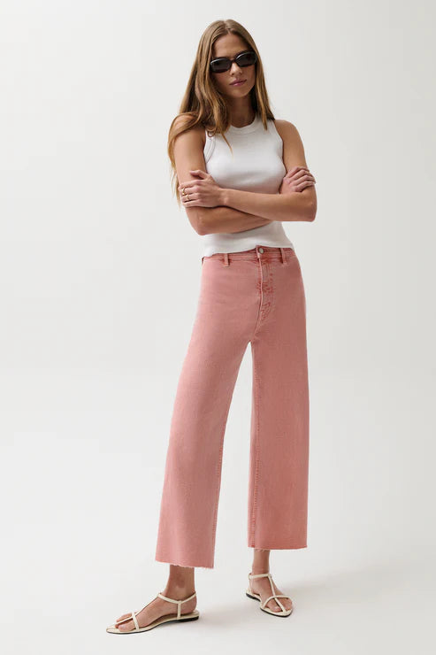 Penny Crop Wide Leg Jeans Coral Rose