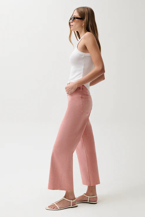 Penny Crop Wide Leg Jeans Coral Rose