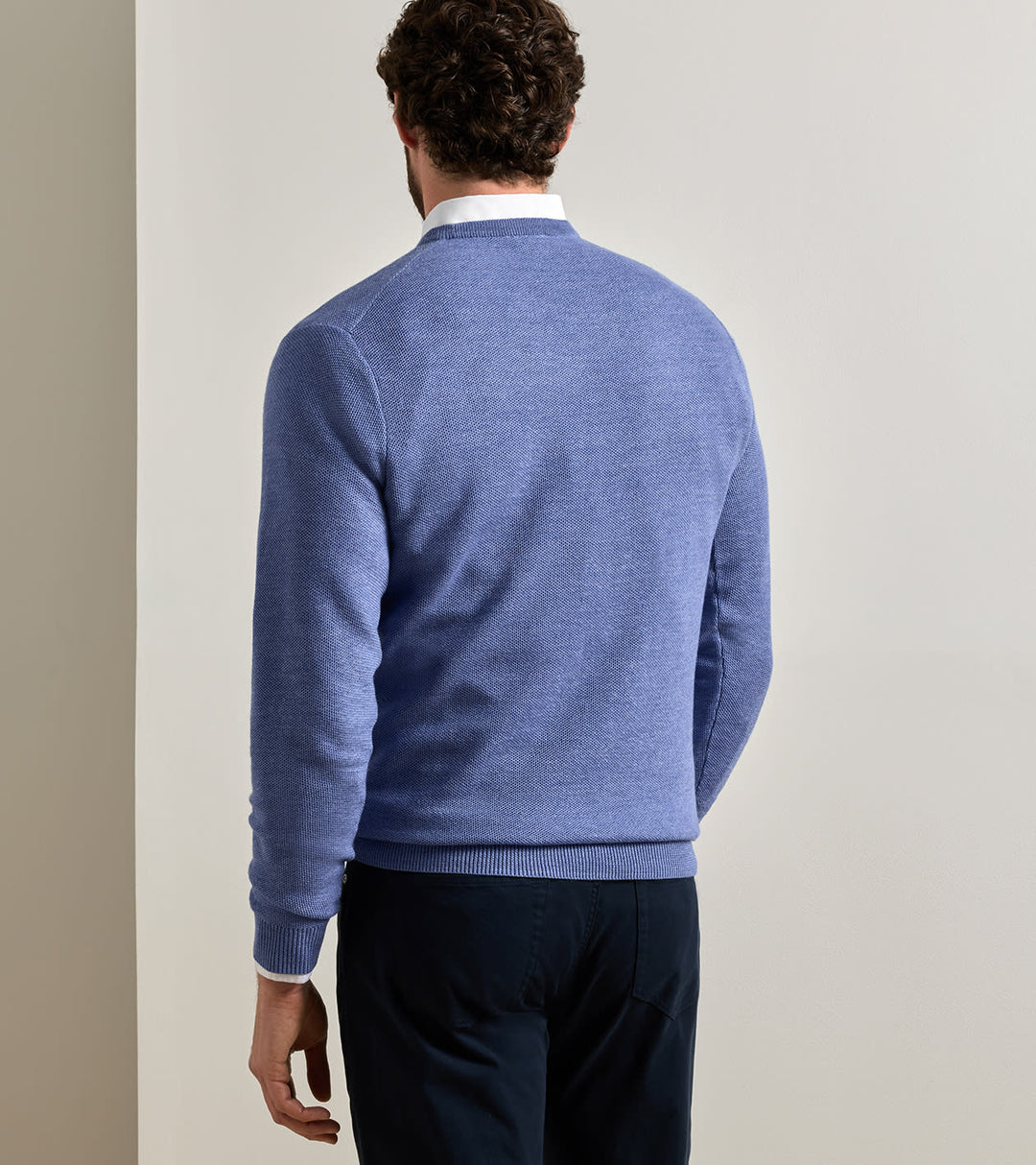 Autumn Crest Honeycomb Crewneck Sweater - Blue Freesia