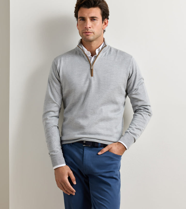 Autumn Crest Suede Trim 1/4 Zip - Battleship Grey