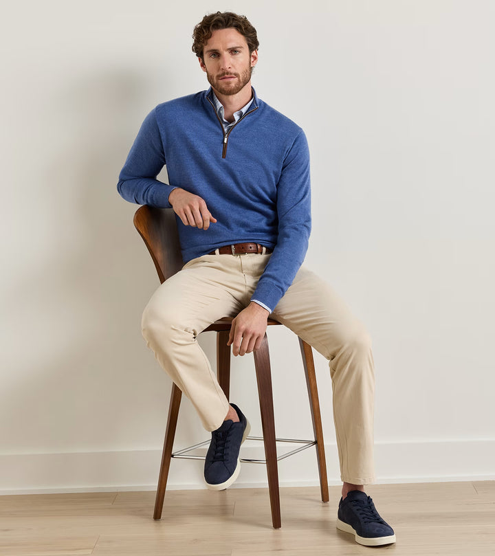 Autumn Crest Suede Trim 1/4 Zip - Crown Blue