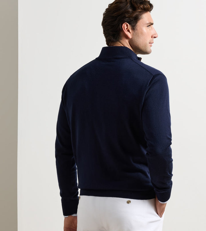 Autumn Crest Suede Trim 1/4 Zip - Navy