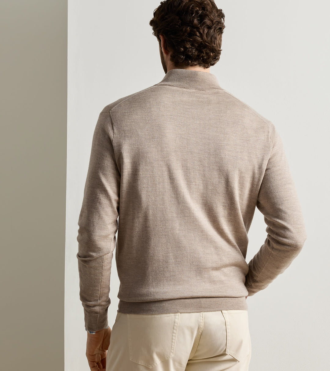Autumn Crest Suede Trim 1/4 Zip - Stone