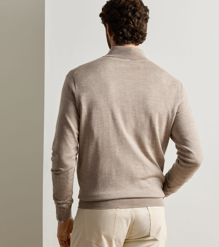 Autumn Crest Suede Trim 1/4 Zip - Stone
