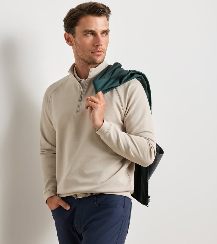 Peter Millar Cradle Pique 1/4 Zip - Khaki