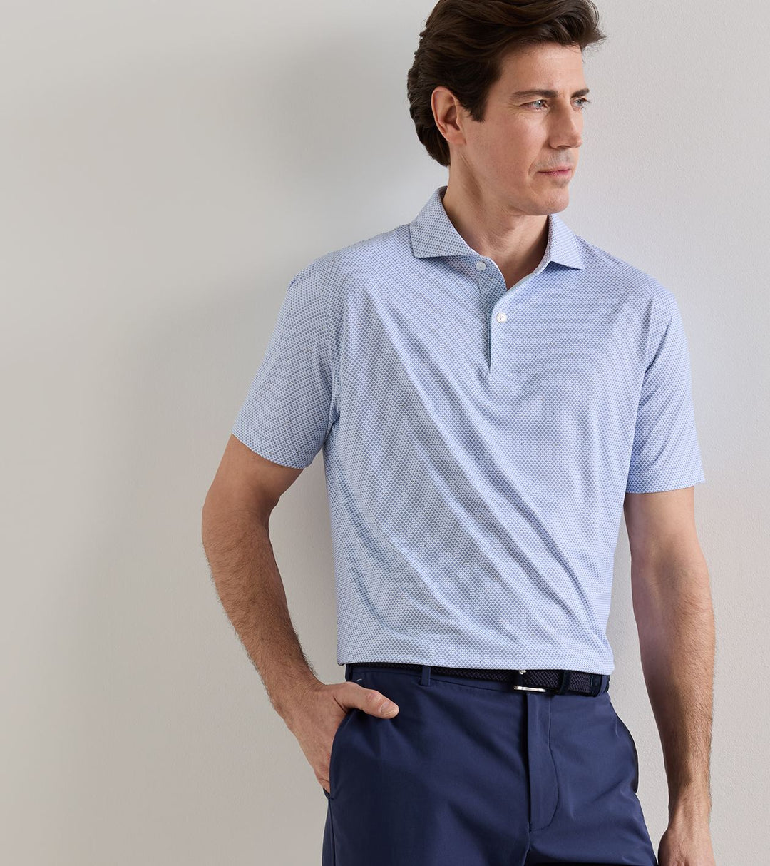 Peter Millar Endives Polo  White/Windy Blue