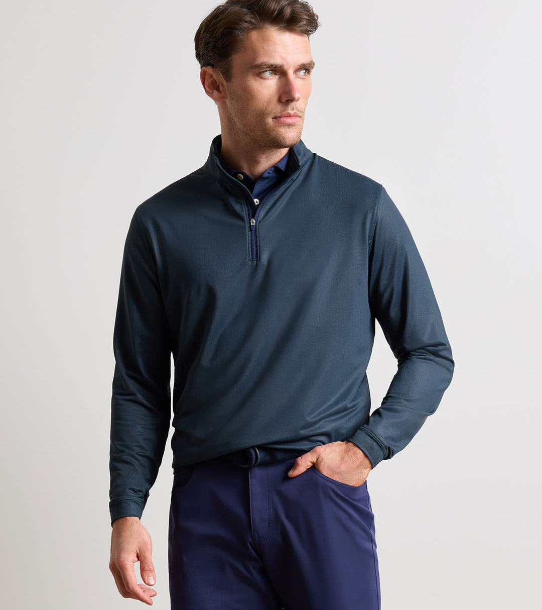 Peter Millar Perth Herringbone 1/4 Zip - Pine Brook