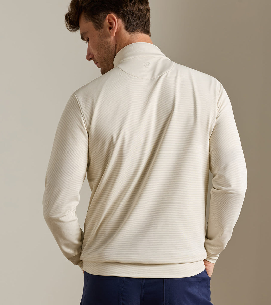 Peter Millar Perth Sugar Stripe 1/4 Zip - Stone