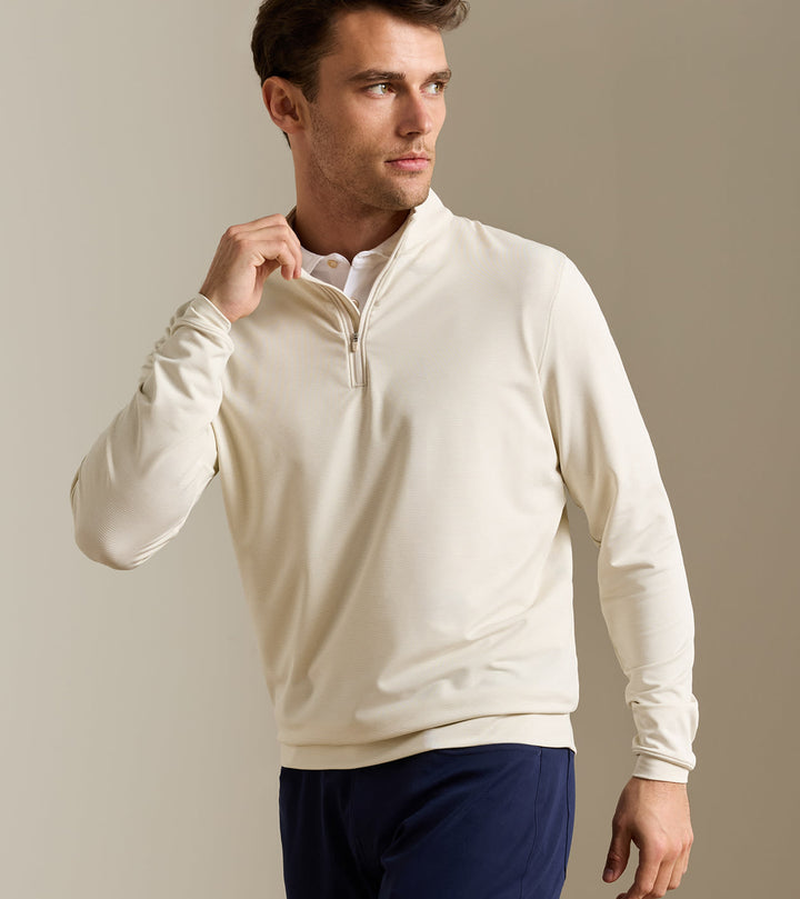 Peter Millar Perth Sugar Stripe 1/4 Zip - Stone