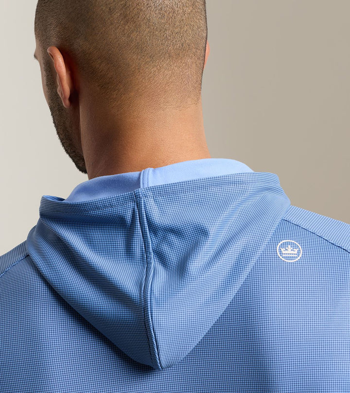 Pine Houndstooth Perf Hoodie - Bali Blue