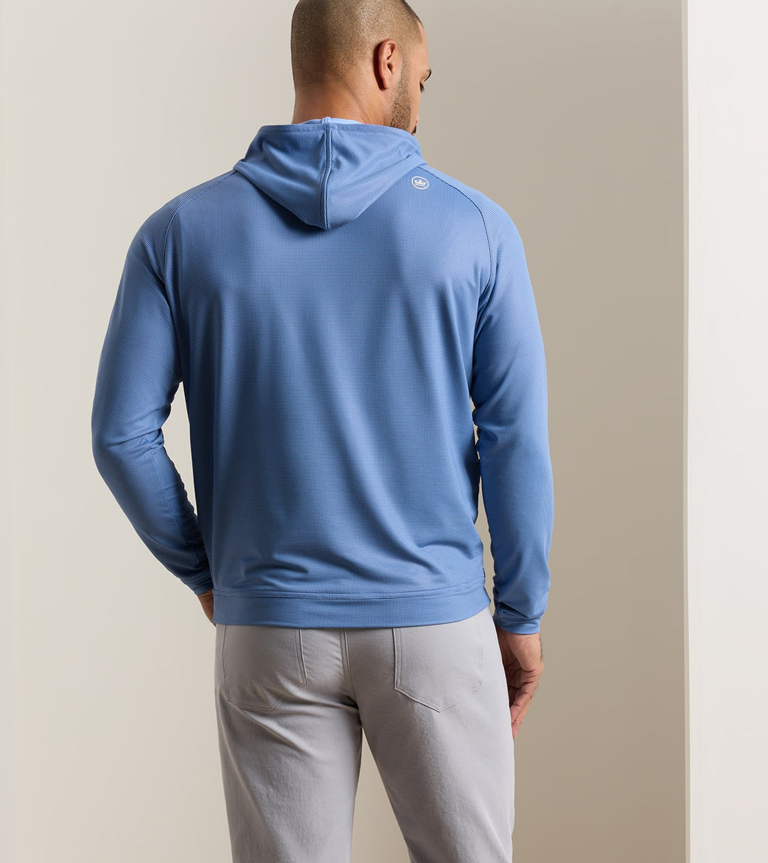 Pine Houndstooth Perf Hoodie - Bali Blue