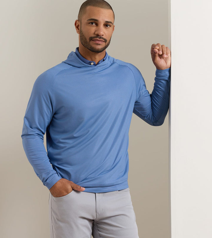 Pine Houndstooth Perf Hoodie - Bali Blue