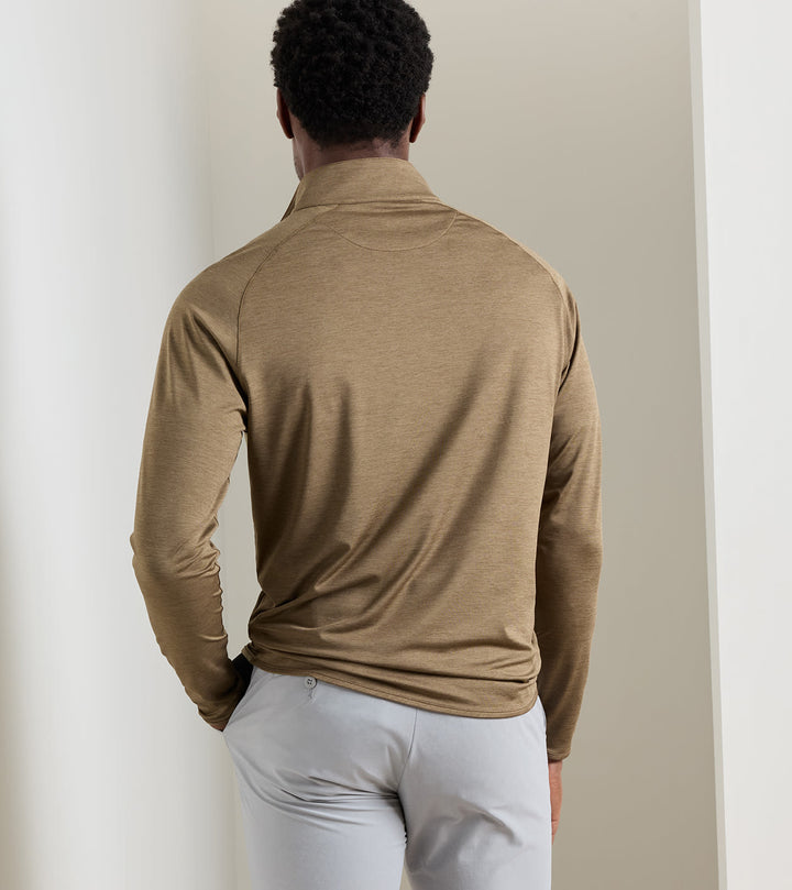 Peter Millar Stealth Perf 1/4 Zip - Lt Mocha
