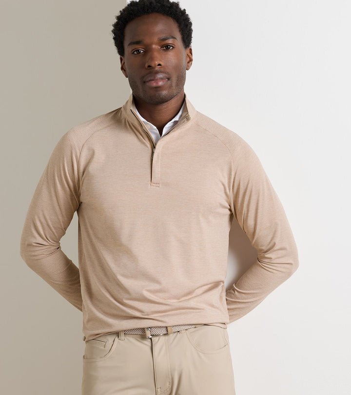 Peter Millar Stealth Stripe 1/4 Zip - Lt Nutmeg