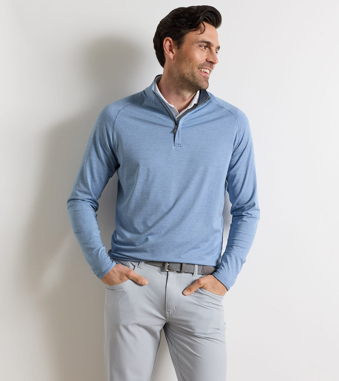Peter Millar Stealth Stripe 1/4 Zip - Windy Blue