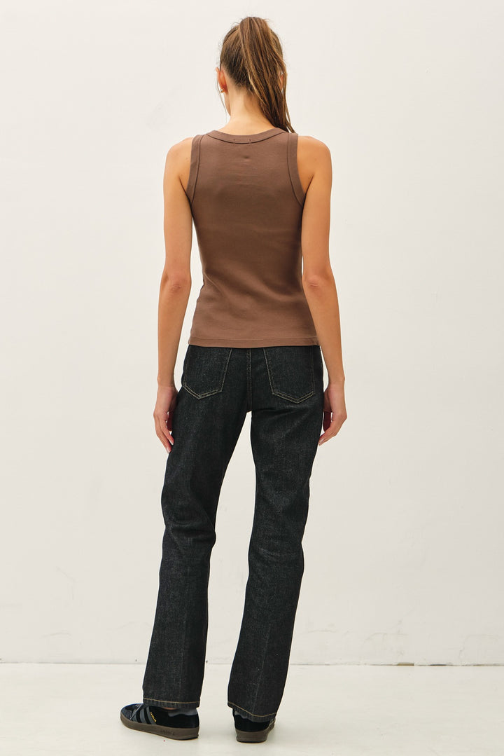 Round Neck Tank Top Taupe