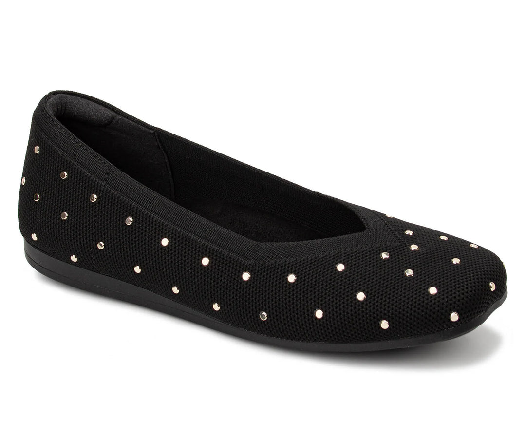 Niki Flat - Black Knit Studs
