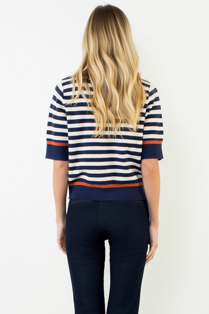 Liora Striped Sweater – Navy