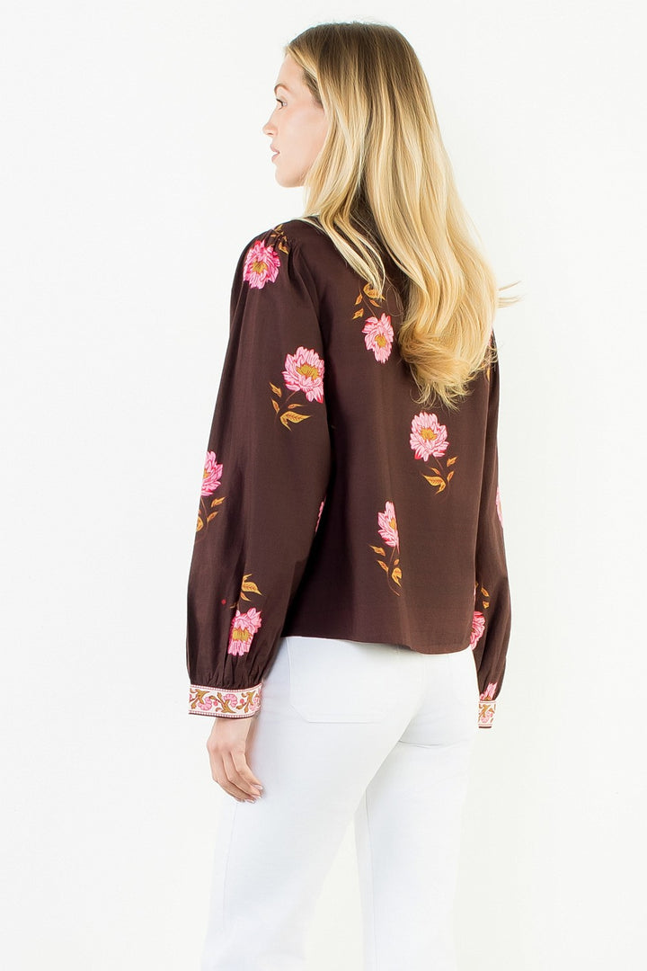 Mika Floral Top - Brown