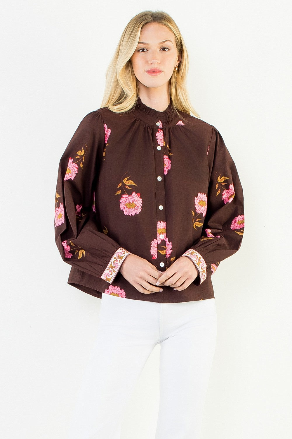Mika Floral Top - Brown