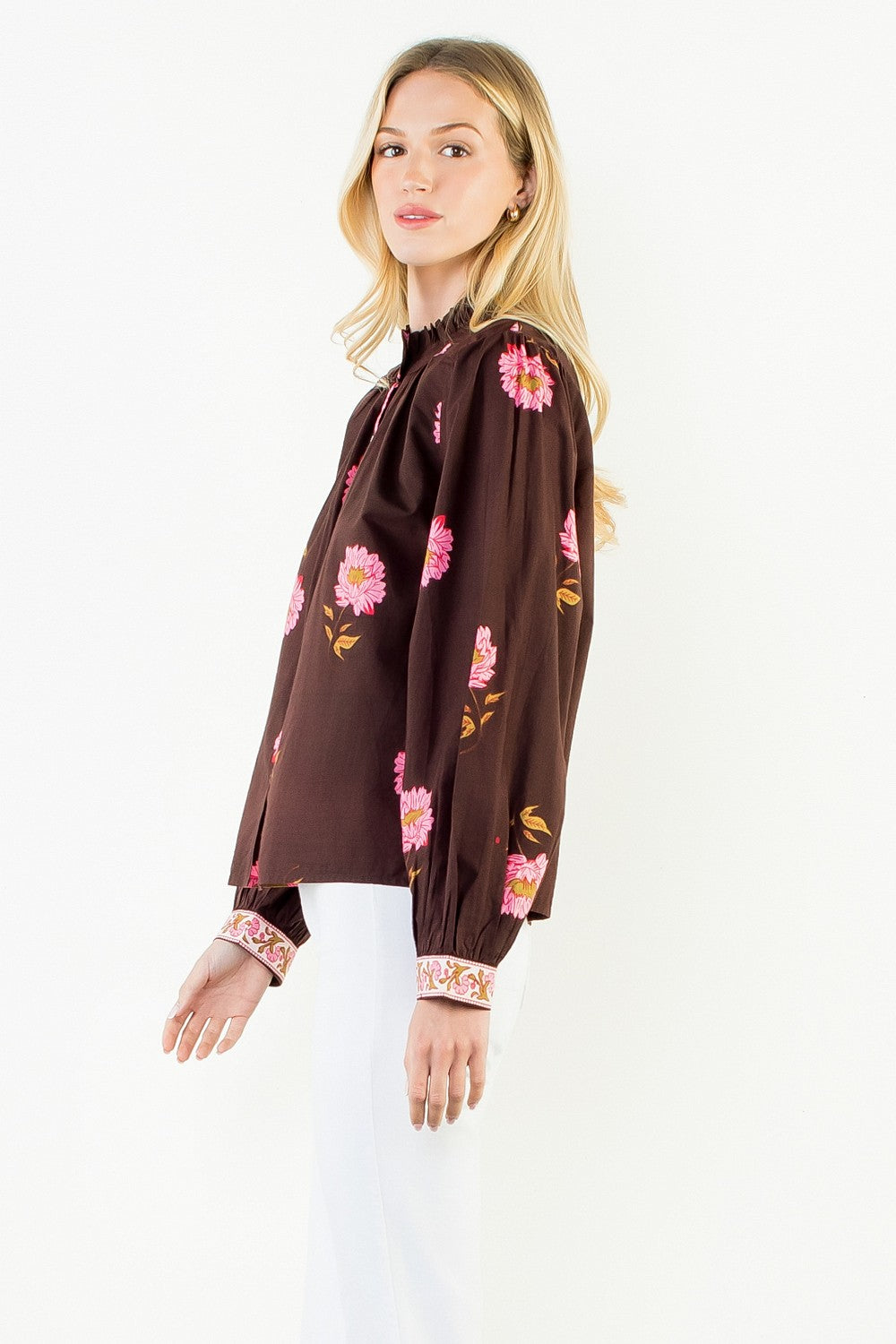 Mika Floral Top - Brown