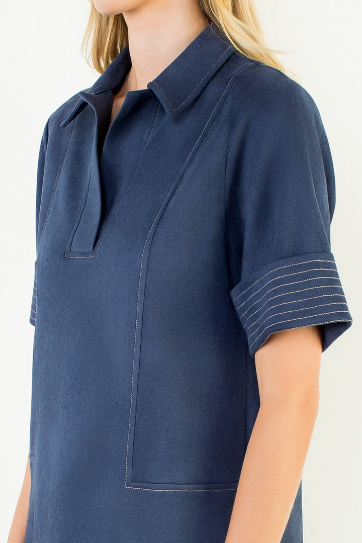 Sandy Suede Dress - Navy