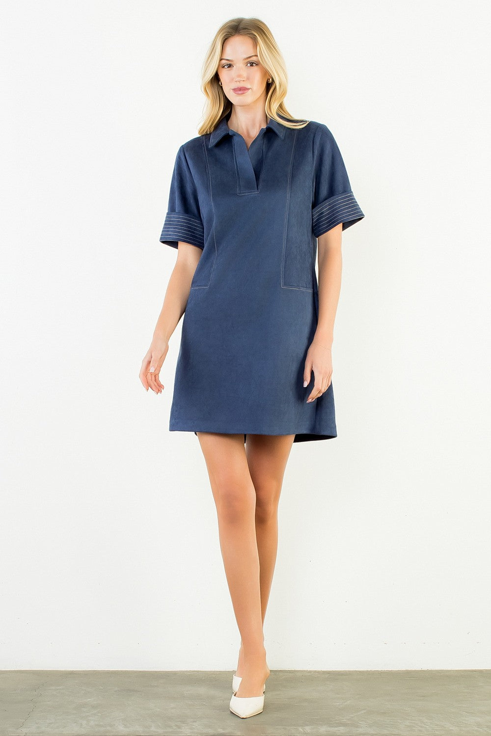 Sandy Suede Dress - Navy