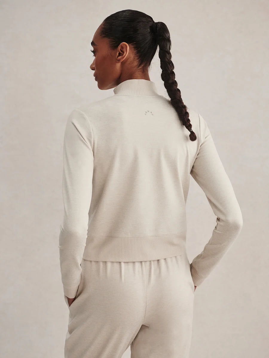 Rufus Cropped Zip-Through Sweat – Pebble Marl
