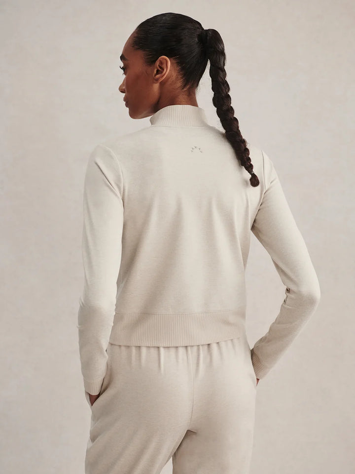 Rufus Cropped Zip-Through Sweat – Pebble Marl